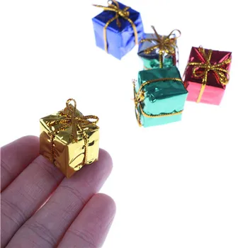 10 adet 3D Mini Noel Ahşap Minyatür Dollhouse küp Hediye Kutusu düğün kutusu Dollhouse mobilya Takımları Oyuncaklar Kız için noel hediyesi