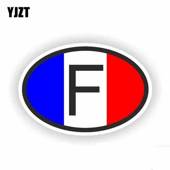 YJZT 12.7 CM * 8.5 CM Kişilik Motosiklet Fransa F Ülke Kodu Araba Sticker Çıkartma PVC 6-0241