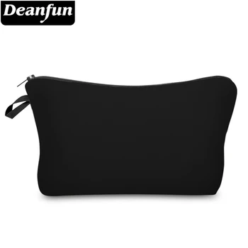 Deanfun Saf Siyah Küçük Makyaj Çantası Su Geçirmez Kız Hediye Kadınlar için Kozmetik Çantaları Depolama Seyahat Çantaları 51705