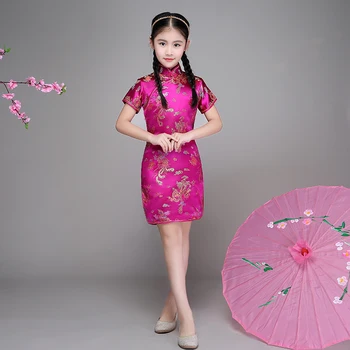 Qipao Kız Elbise Chi-Pao Cheongsam Yeni Yıl Hediye Çocuk Giyim Çocuk Elbise Kız giyim Düğün Prenses Elbise