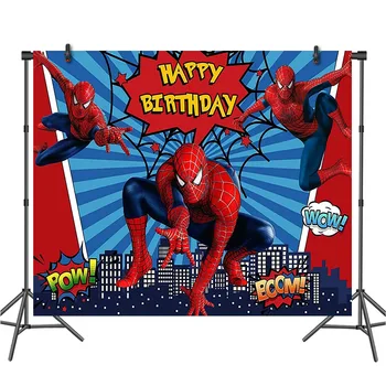 120x80cm Örümcek Adam Parti Arka Planında Perde Photobooth Örümcek Süper Kahraman Çocuk Doğum Günü Partisi Duvar Süslemeleri Zemin Örtüsü