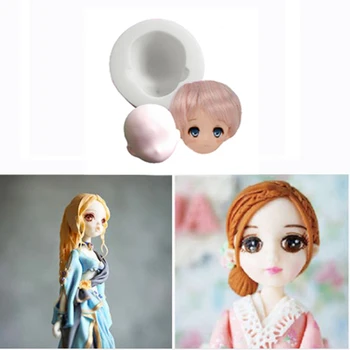 Sevimli 3D Kız Prenses Yüz Bayan Kafa Kek Kalıbı Bebek Kafası Kek Çikolata DIY Dekor Silikon sevimli bebek Yüz Fondan Kalıp