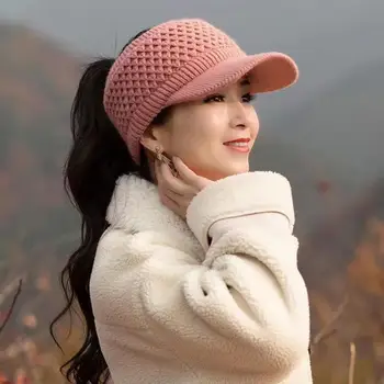 Örme Şapka Boş Üst Peluş Astar Rahat Doruğa Sıkı Sıcak Tutmak Sonbahar Kış Moda örgü bere Kadın Spor Kap Açık