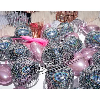 20 adet 22 inç 4D Disko Metalik balonlar lazer Folyo balon Düğün Dekor 80s 90s Retro Popüler Parti Dekor Rock and Roll L