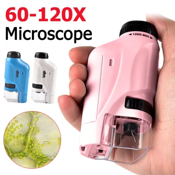 El Mikroskop Kiti 60-120x Cep Mikroskop Akülü El Mini Mikroskop portatif led ışık Mikroskop