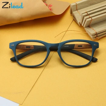 Zilead Ahşap Tahıl okuma gözlüğü Erkekler Kadınlar Vintage TR90 Kare Presbiyopik Optik Gözlük Unisex+1.0+2.0+2.5+3.0+3.5+4.0 