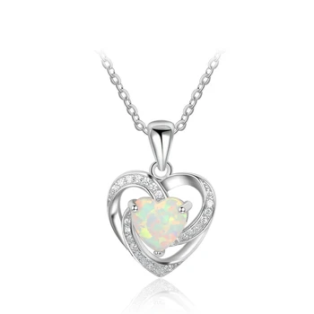 Romantik kadın Gümüş Opal Kolye ve kolye kalp şeklinde kadın olmayan ana takı hediyeler
