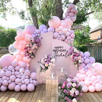1 Takım Pembe Mor Balon Seti Kemer Garland Kiti Düğün Doğum Günü Yıldönümü İçin DIY Balonlar Parti Süslemeleri Globos