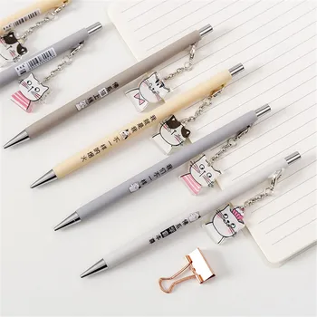 2 adet Sevimli Karikatür Mekanik Kurşun Kalem Kawaii Kedi Kolye Basın Kalemler Otomatik Kalemler Çocuklar için Hediyeler Öğrenci Malzemeleri Kırtasiye