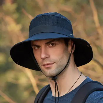 Erkek Panama Şapka Açık UV geçirmez Nefes Kova Şapka Geniş şapka Yaz Yürüyüş Anti-UV güneş şapkası Balıkçı Şapka Kovboy şapkası