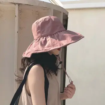 UV Koruma güneş şapkası Vinil Kova Şapka kadın Kova Şapka Yaz Düz Renk Kap Katlanabilir Rahat Kova Şapka UPF50 Şapka