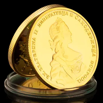 Çar Elizabeth I Rusya 1741 Hatıra Sikke Altın Kaplama Koleksiyonu Yaratıcı Hediye Rus Çift Kafaları Kartal hatıra parası