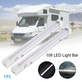 1x108 LED iç ışık Bar ON / OFF anahtarı 12 V şerit ışık Van otobüs Caravan 13