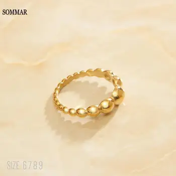 SOMMAR Sıcak 2020 Altın Kaplama boyutu 6 7 8 nişan yüzüğü kadınlar için boncuk, inci erkek yüzük takı