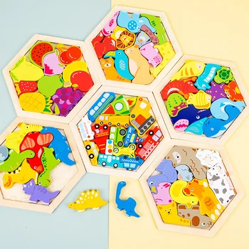 Yeni Bebek Ahşap Oyuncaklar 3D Bulmaca Karikatür Hayvan Zeka yap-boz Şekil Eşleştirme Montessori Oyuncaklar Çocuk Hediyeler İçin