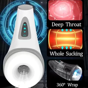 Otomatik vakum erotik Oral oral seks fincan yetişkin seks Oyuncakları erkekler için mastürbasyon ürünleri seks gerçek hava emme ısıtma erkek Masturbator