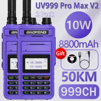 2 Adet Baofeng UV-999 Pro Max 10W Uzun Menzilli 999CH profesyonel telsiz Çift Bant CB Ham Radyolar FM İki Yönlü Telsiz UV13