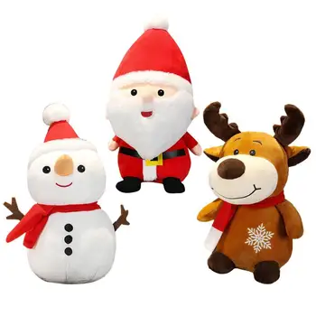 Noel Dolması Hayvan Sevimli Noel Baba Ren Geyiği Kardan Adam Noel peluş oyuncaklar Çocuklar Sarılma Atmak Yastık Parti Doğum Günü Hediyeleri