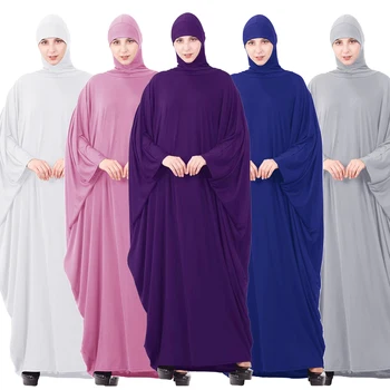 Tam Vücut Kapak Mütevazı Uzun Kollu Başörtüsü Elbise Kadın Müslüman Namaz Abaya Gevşek Ramazan Türkiye Arap Dubai Giyim Bayanlar Abayas