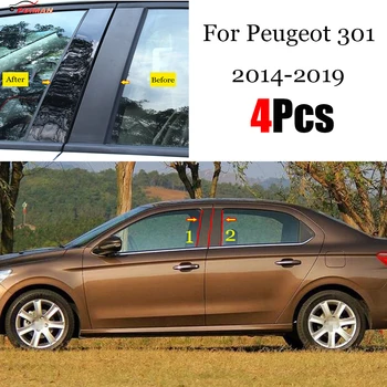4 ADET Ayna Pencere Pillar Mesajları Trim Peugeot 301 2013-2019 İçin Ayna Pencere Pillar Sonrası Kapak Trim araba pencere BC sütun etiket