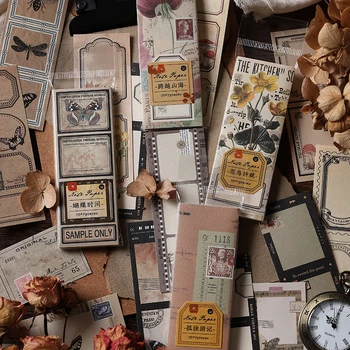 40 adet / grup Memo Pedleri Malzeme Kağıt Kelebek Bitki Önemsiz Günlüğü Scrapbooking Kartları Retro Dekorasyon DIY Zanaat Arka Plan Kağıt