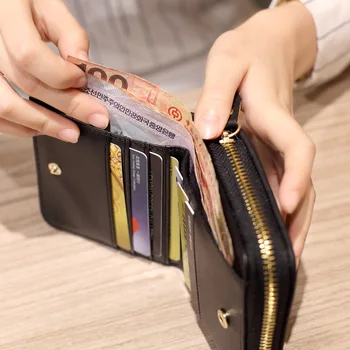 Kadın Kısa Cüzdan PU Deri Kadın Ekose Çantalar Nubuk kartlıklı cüzdan Moda Kadın Küçük Fermuarlı cüzdan bozuk para cüzdanı