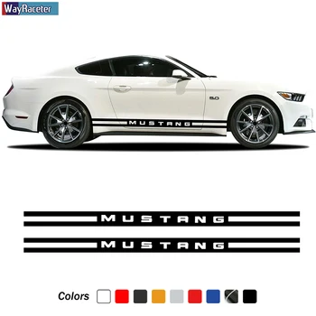 2 Adet Kapı Yan Çizgili Etek Sticker Vücut Grafik Karbon Fiber Vinil Çıkartması Ford Mustang 2009-2020 İçin GT Shelby Aksesuarları