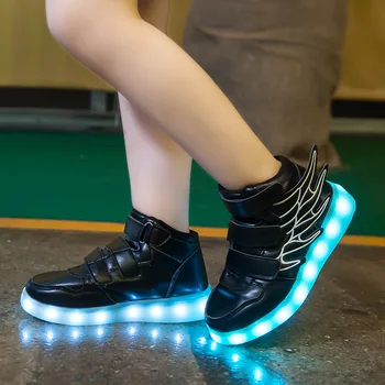 Yeni usb şarj parlayan sneakers Çocuklar Koşu led melek kanatları çocuklar yanar aydınlık ayakkabı kız erkek ayakkabı