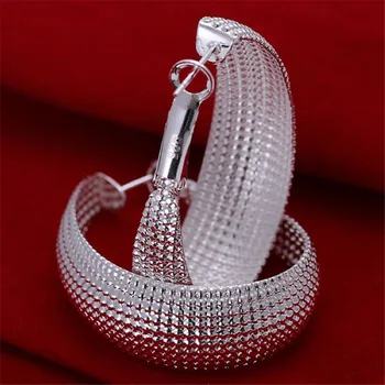 fabrika fiyat E064 toptan Güzel sevimli hoop gümüş renk küpe yüksek kalite moda klasik takı antialerjik