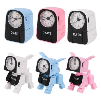 Öğrenci hediye Sevimli Çocuk Çocuklar Mini çalar saat Karikatür Robot Köpek Masa Saati Komik Geri Dönüşümlü Oyuncak Yatak Odası Uyandırma Saati İğne Saati