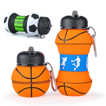 Açık spor kat su şişesi futbol basketbol tenis Golf sızdırmaz taşınabilir silikon su ısıtıcısı seyahat çocuk yetişkin şişe