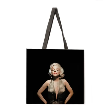 Yağlıboya Monroe baskılı alışveriş çantası eğlence kadın büyük kapasiteli çanta kadın eğlence çanta açık plaj çantası