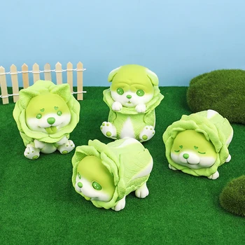 Lahana Shiba Inu Köpek Sevimli Sebze Anime Seramik Bebek Oyuncak Reçine Köpek Figürleri Zanaat Minyatür Köpek Heykeli Masa Masaüstü Dekor