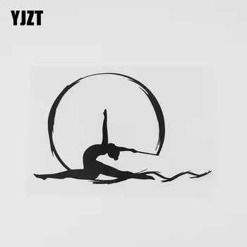 YJZT 13.6 CM X 8.7 CM Sanatsal Jimnastik Hava İpek Dans Eden Kız vinil Araba Sticker Siyah / Gümüş 8A-0705