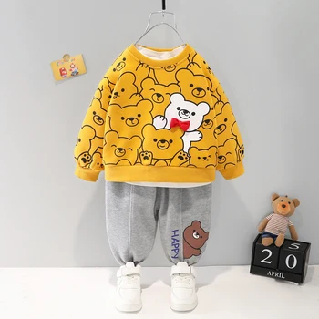 Bebek Erkek giyim setleri 2021 Moda Stil Pamuk Malzeme Uzun Kollu 1 ila 5 Yaşında Çocuk Çocuk Kostüm Bebek Ayı