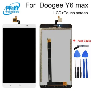 Beyaz LCD ekran Doogee Y6 MAX 3D Çerçeve İle LCD Ekranlar dokunmatik ekranlı sayısallaştırıcı grup Paneli Telefonu Tamir Takımları