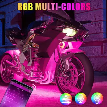 Motosiklet RGB LED ışıkları kitleri gövde altı dekoratif şerit ışık araba motosiklet için güzel dekoratif yumuşak ışıklar APP kontrolü