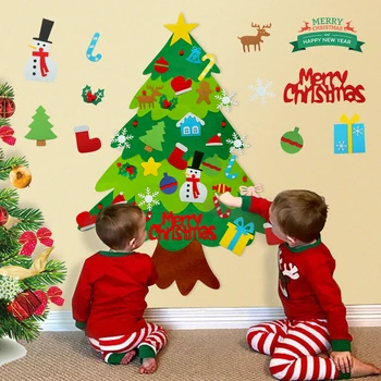 Çocuklar Keçe Yılbaşı Ağacı DIY Merry Christmas Dekorasyon Noel Süsler Noel Navidad Çocuklar Noel Hediyeleri 2023 Yeni Yıl Noel Ağacı