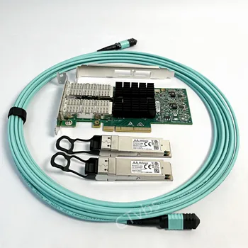 MCX354A-FCBT Mellanox CX354A ConnectX-3 VPI 40 / 56GbE Çift Bağlantı Noktalı QSFP ethernet adaptörü Optik Alıcı-verici MPO Kablo Fiber Yama