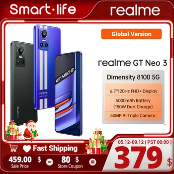 Küresel sürüm Realme GT NEO 3 5G Smartphone Dimensity 8100 6.72 