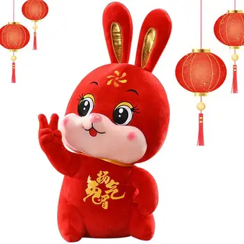 2023 Tavşan Maskot Bebek Dolması Çin Zodyak Hayvan Tavşan Peluş Yeni Yıl Oyuncak Çin Yeni Yılı Bahar Festivali Dekorasyon