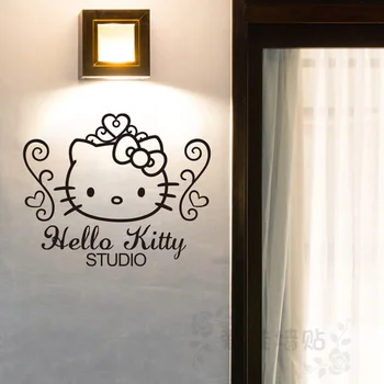 Sanrio Çıkartmalar Karikatür Hello Kitty Duvar Çocuk Yatak Odası Yurt Sevimli Dekoratif Çıkartmalar Ev Dekor Pencere Çıkartmaları