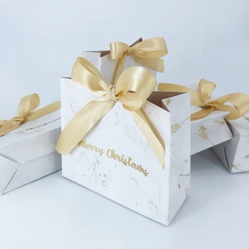 Noel Partisi Süslemeleri Mini Mermer Tarzı Şeker Kutuları Merry Christmas Hediye Kutusu Kağıt Noel Favor Mevcut Çanta Ambalaj