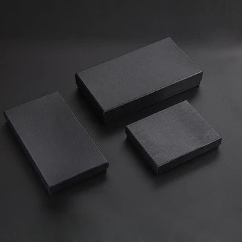 Özelleştirilmiş Kazınmış Logo Cüzdan Hediye Kutusu Siyah Üç Model Kağıt Takı Hediye Kutusu Üst Ve Alt Kapak Yüksek Kaliteli Cüzdan kutusu