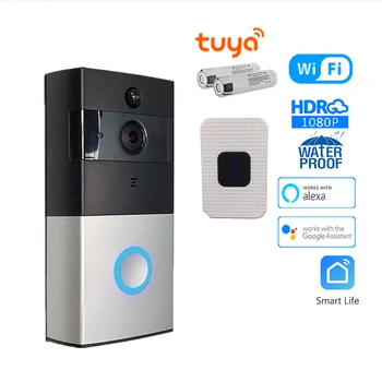 Akıllı Video Kapı Zili Tuya 1080p Akıllı İki yönlü Ses İnterkom Kablosuz kapı zili Kamera Desteği Alexa Google Ev Gece Görüş