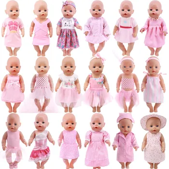 Sevimli Pembe Yay Elbise Giysileri Bebek 43Cm ve 18 İnç amerikan oyuncak bebek Kız, Bizim Nesil, Bebek Yeni Doğan Aksesuarları, Kızlar İçin Hediye