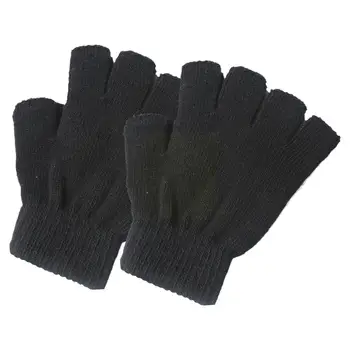 Kış Sıcak Eldiven Siyah Moda Örgü Mens Womens Termal Pamuk Yarım Parmak Eldiven Egzersiz Çalışması İçin 6.3 İnç B2V8