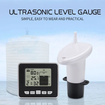 Kablosuz Ultrasonik Su Deposu Sıvı Derinlik Seviyesi Ölçer Sıcaklık Sensörü ile Su Seviyesi Zaman Göstergesi Düşük Pil Göstergesi