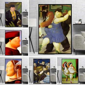 Komik Sanat Yağ Dansçı Çift Tuval Resimleri Fernando Botero Posterler ve Baskılar Oturma Odası Duvar sanatsal fresk Ev Dekor Başucu