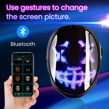 Cadılar bayramı Bluetooth DIY Maske Değişken Yüz Resim Animasyonlu Metin Maske Dahili Led Ekran Maske Unisex Noel Partisi Hediye